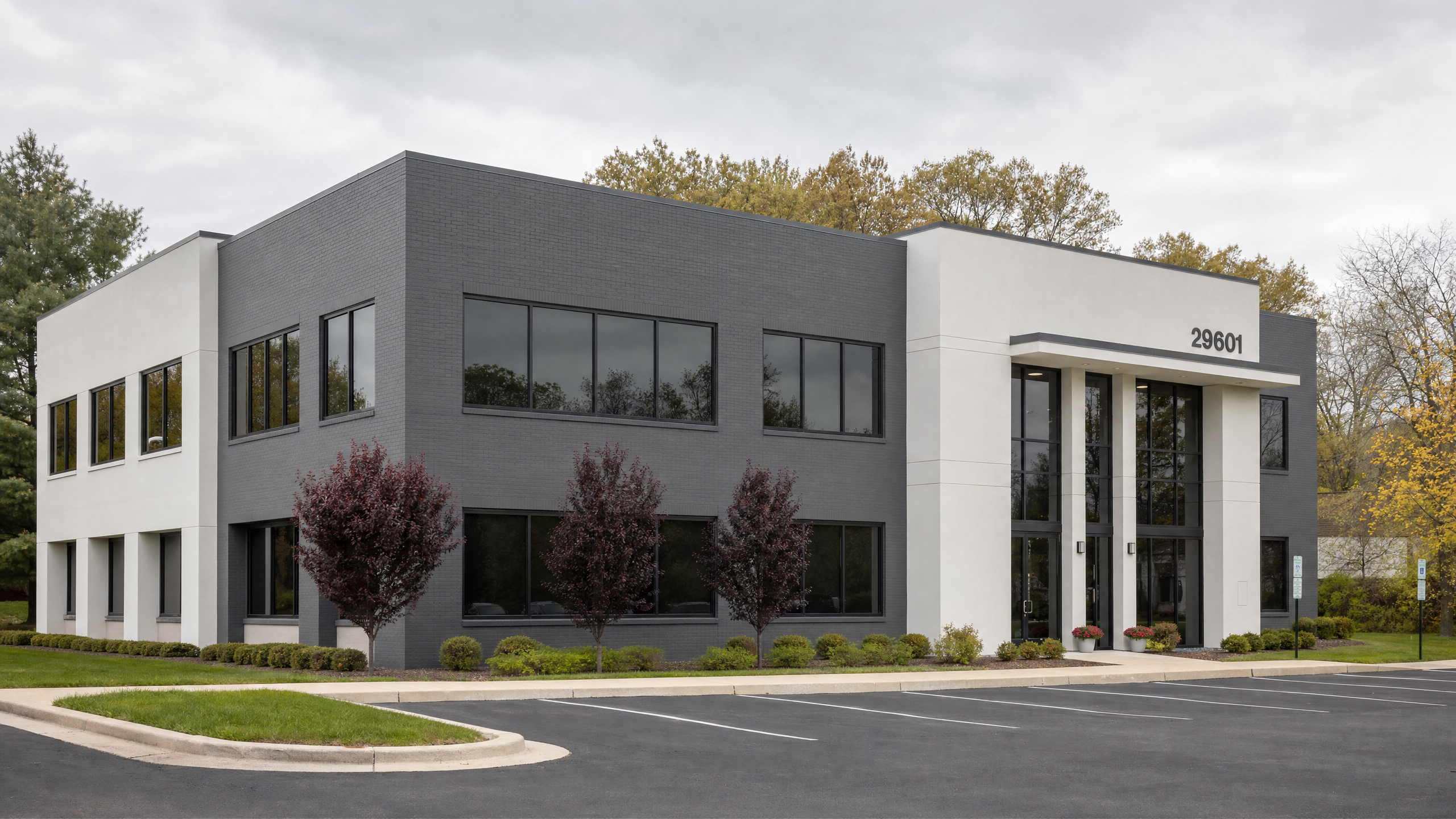 Commercial office building exterior painting