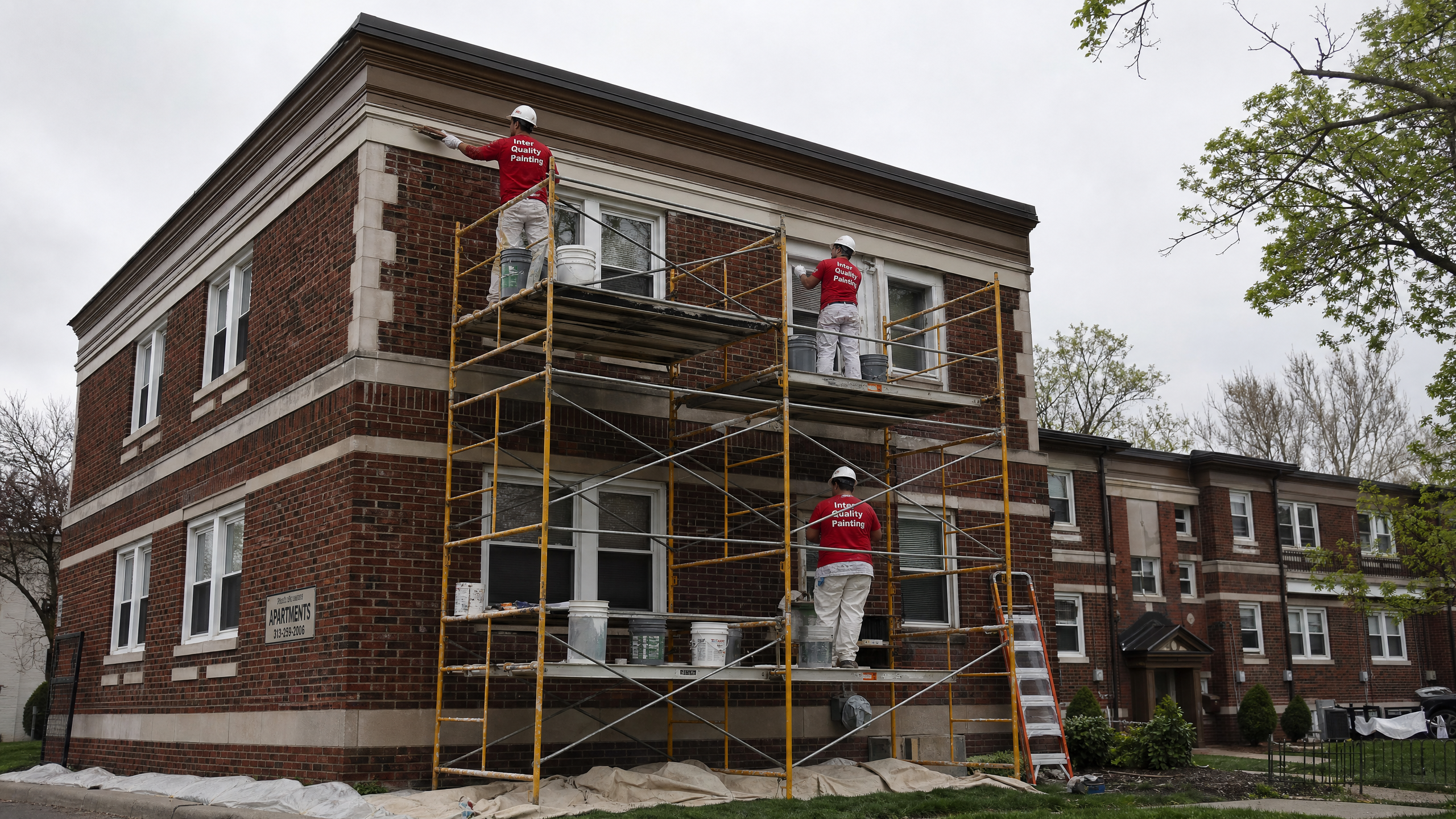 Large-scale exterior painting crew